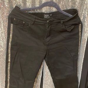 Black jeans with sequin embellishment on sides